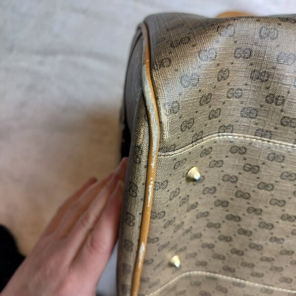 Authentic Vintage Gucci Micro GG Supreme Boston Bag Web Stripe Pristine Interior - Picture 10 of 15